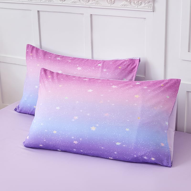 3PCS Girls Comforter Sets Full,Galaxy Bedding Set,Pink and Purple Bedding Set,Full Comforter Set for Girls - Image 5