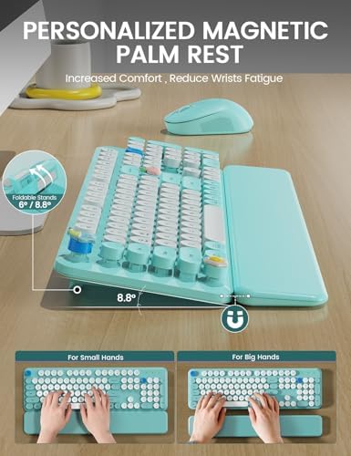 Wireless Keyboard and Mouse Combo, Typewriter Keyboard, Magnetic Wrist Rest - Image 3