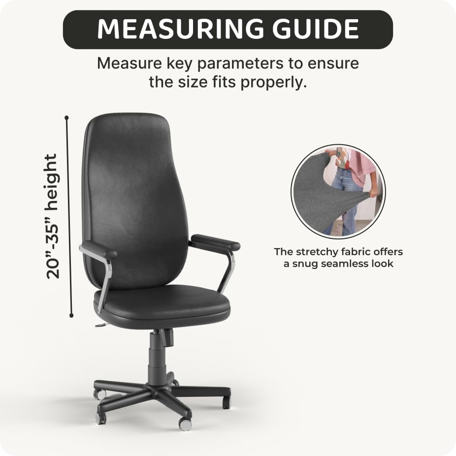 PAULATO BY GA.I.CO. Stretch Office & Gaming Chair Cover – Breathable Desk Computer Armchair Slipcover with Zipper – Bi-Elastic Stretchable Protector Machine Washable – Blush Taupe (Office Chair) - Image 4