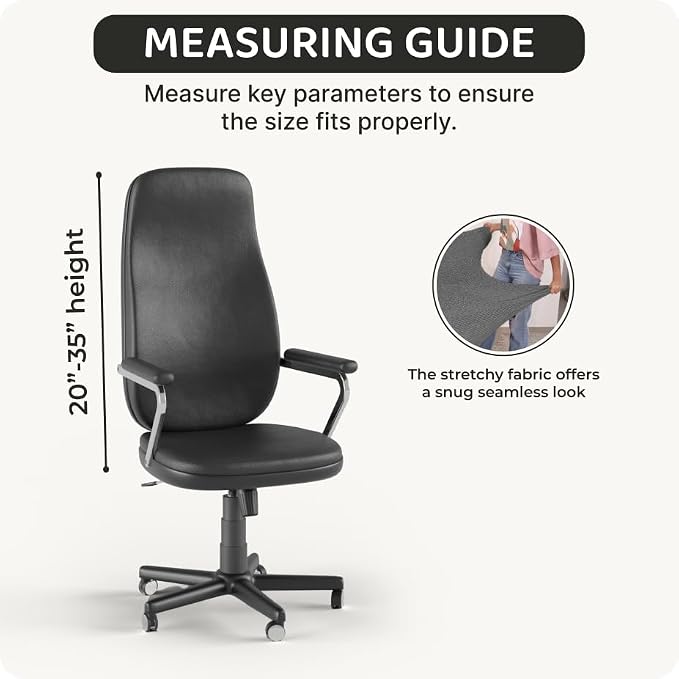 PAULATO BY GA.I.CO. Stretch Office & Gaming Chair Cover – Breathable Desk Computer Armchair Slipcover with Zipper – Bi-Elastic Stretchable Protector Machine Washable – Crisp White (Office Chair) - Image 4