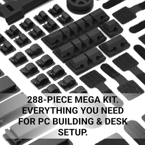Hexcal 288-Piece Cable Management Kit - All-in-One Desk Organizer Set with Cable Sleeves, Silicone Clips, and Adhesive Ties - Premium Wire Management for Home Office, Gaming, and PC Building - Black - Image 2