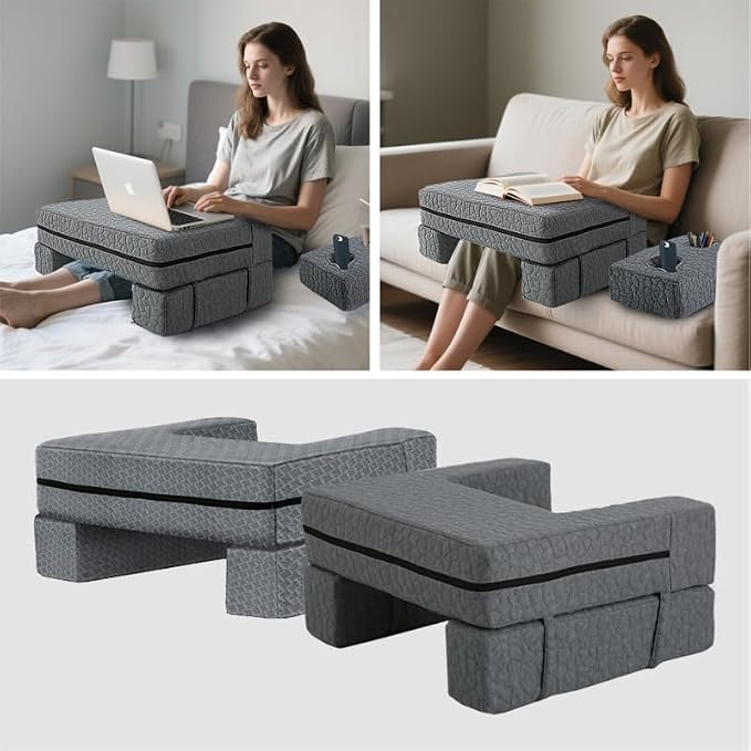 Extra Large Reading & Gaming Pillow with Coaster, Lap Desk Pillow for Laptop for Adult, Memory Foam Bed Desk for Working, Gaming, Reading & Writing Laptop Desk for Couch Bed Floor - Image 4