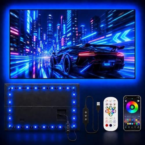 MORIACC LED Lights for TV 9.84ft, TV LED Backlight for 32-43 Inch TV, RGB LED Strip Lights with Music Sync, Bluetooth APP and Remote Control, USB Powered Strip Lights for Bedroom Gaming Home Decor by MORIACC