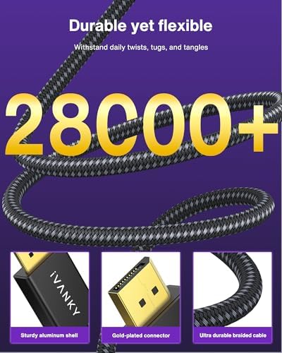 IVANKY DisplayPort Cable 1.4, 8K 32.4Gbps High Speed DP Cable 15ft - Image 4