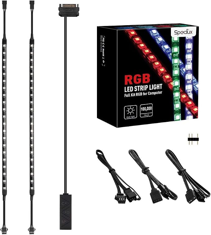 PC Addressable RGB LED Strip Lights Kit - Magnetic PC Case Lighting, 2PCS 42LEDs ARGB Strip for 5V 3pin RGB Header Motherboard Asus Aura, Asrock RGB Led, Gigabyte RGB Fusion, Mystic Light - Image 6
