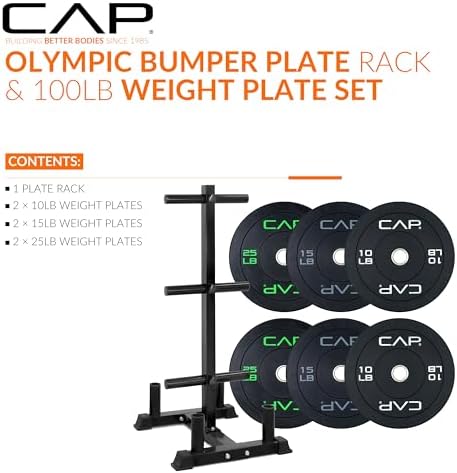 CAP 2-inch Olympic Bumper Plate Weight Set | 100-370 lbs | Multiple Colors | Storage Rack Optional - Image 2