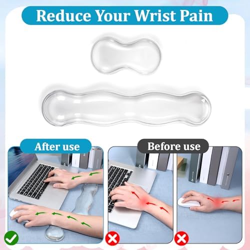 Gel Wrist Rest for Keyboard Clear Anti-Slip Mouse Pad Cute Ergonomic White Silicone Computer Wrist Rest Set for Keyboard Relieve Office Typing or Gaming Wrists Pain - Image 5