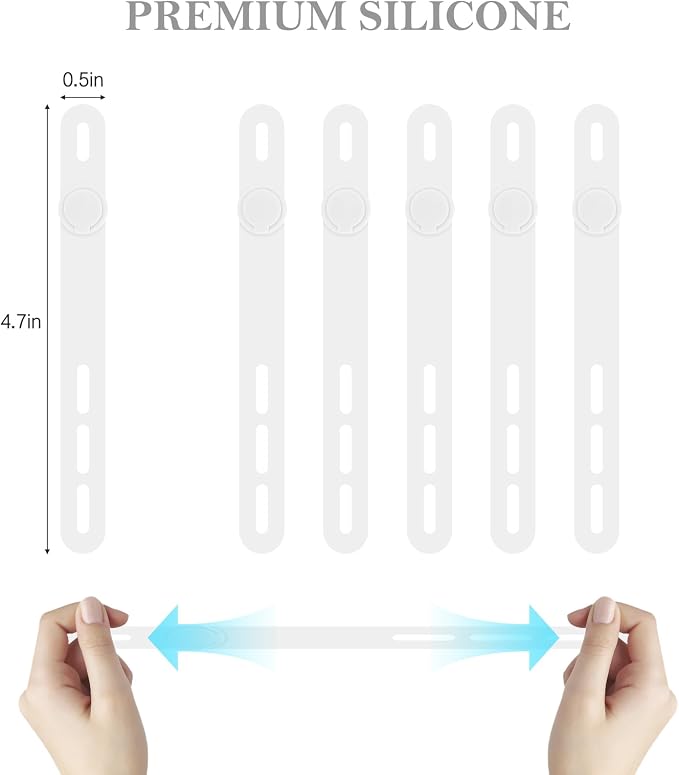 Donruby 30Pcs Silicone Cable Ties, Reusable Cord Organizer Straps, White - Image 2