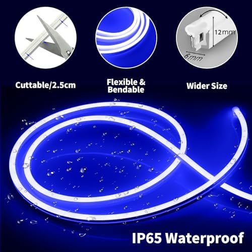 iNextStation Blue LED Light Strip 16.4FT Neon Rope Lights (with DC12V Plug) - Image 2