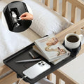 COOL-ANGLE Bedside Shelf with Cup Holder & Hidden Storage, Clamp-On Bedside Tray for Bunk Bed & College Dorm Room, Fits 2.9" Rails, Black by COOL-ANGLE