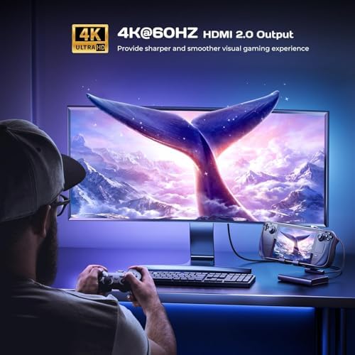 Docking Station Steam Deck Dock: Adjustable Stand 6-in-1 Hub Stream Deck Accessories with HDMI 2.0 4K@60Hz TV/1Gb Ethernet/3*USB-A 3.0/PD 3.0 Fast Charging for Steam, iPad,Other Smart Phones Black - Image 3