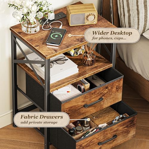 Huuger Night Stand with Charger Station, USB-C Port, End Table - Image 5