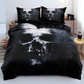 Ultra Soft 3D Skull Theme Bedding Set King Size Luxury Gothic Skulls Duvet Cover Set Skeleton Bones Comforter Cover for Kids Teen Bedspread Cover Vintage Design Quilt Cover Retro by Holiyjog