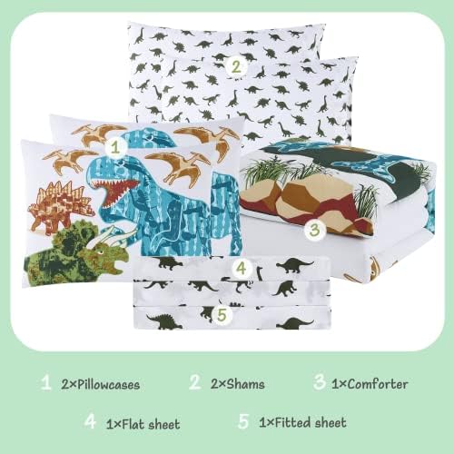 Twin Comforter Set for Boys - 5 Pieces Dinosaur Bedding Twin Bedding Sets - Image 6