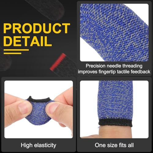 PATIKIL Controller Finger Thumb Sleeve, 12 Pack Mobile Gaming Finger Sleeve Fiber Tip Gloves Anti-Sweat Breathable for Phone Game Touchscreen Devices, Blue/Black - Image 4