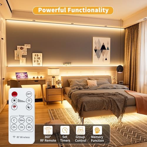 PAUTIX 5V USB COB LED Strip Light 6.56ft/2m 1200lm, Dimmable 640LEDs 2700K Warm White CRI90+ with RF Remote TV Backlight,Flexible Under Cabinet Tape Light for Bedroom,Kitchen,Home DIY Lighting - Image 3