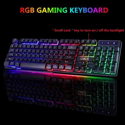RGB Gaming Keyboard and Colorful Mouse Combo,USB Wired LED Backlight,Letter Glow,Mechanical Feeling for Laptop PC Computer Game and Work - Image 2