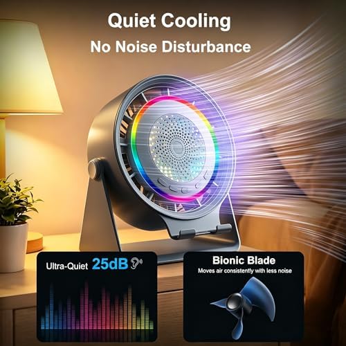 Bluetooth Speaker Desk Fan with Phone Stand & RGB Light - Image 5