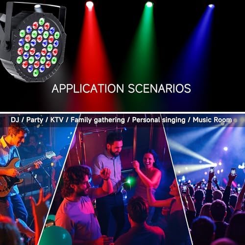 LED Par Lights with DMX Control,DJ Stage Light RGB 36 LED Uplights with Sound Activated Remote Control DJ Stage Lighting Indoor for Christmas Wedding Party Disco Club Stage Bar(2 Packs) - Image 3
