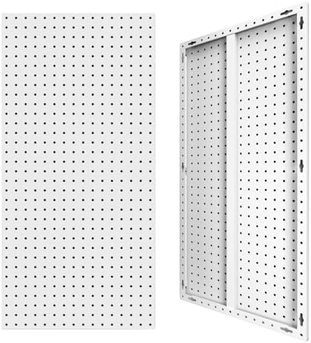 2 Pcs Metal Peg board Panels, White Peg boards Kit Wall Organizer by Amoowis