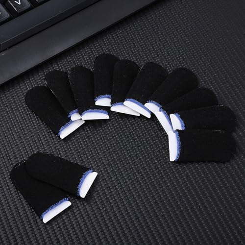 12 Pack Gaming Finger Sleeves Anti Sweat Game Controller Thumb Sleeve Gaming Sweatproof Breathable Finger Covers Touchscreen for Mobile Phone Tablet Devices Gamer Stabilizer Black - Image 7
