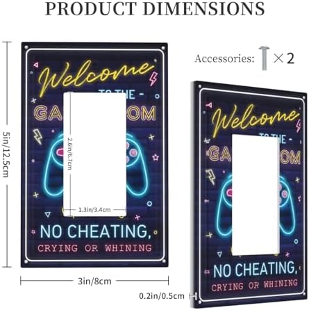 Decorative Outlet Covers Welcome to the Game Room Sign 1 Gang Rocker Light Switch Covers Single Gfci Wall Plate Electrical Receptacle Switchplate Plug Faceplate for Bedroom Decor - Image 5