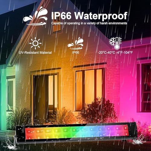 50W 2.4G Remote Control RGB Wall Washer Light, 3000K Warm Light, RGB Light bar with Remote Control & APP Control, for Birthday Party, Garden Lighting, Wall Display, Hotel, Building - Image 6