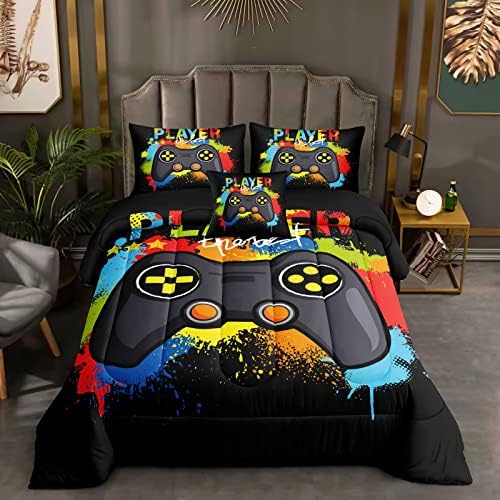 ROWADALO Boys Bedding Sets,Game Console Pattern Print Multicolor DJT-H5019 Twin - Image 2