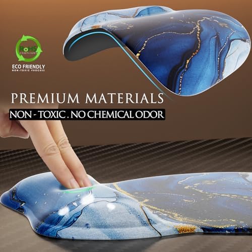 MROCO Ergonomic Mouse Pad with Gel Wrist Rest, 9.4 x 8.1 in, Blue Marble - Image 3