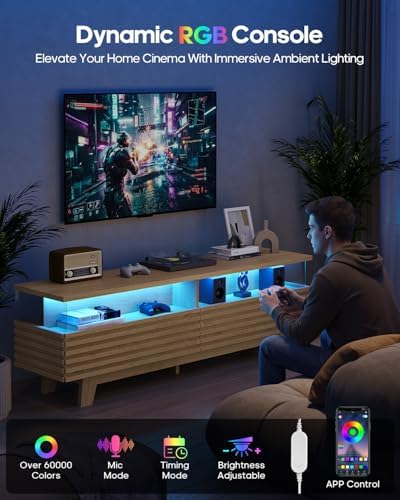 HAUOMS TV Stand for Living Room with Cable Management, Hidden Power Station - Image 3