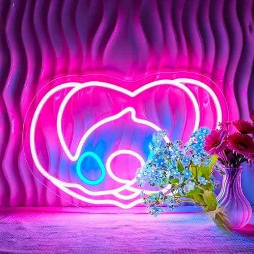 bkuupau Neon Signs for Wall Decor, Pink Anime Led Sign Neon Light up Signs by bkuupauneonsign