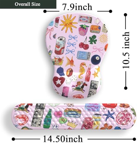 Cute Mousepad with Wrist Rest for Computer Keyboard Mouse Pad Ergonomic Pink Kawaii Mousepad, Best Desk Decor Office Girls Pink Desk 2-in-1 Wrist Support Mouse Pad, Soft Gel Material Anti Slip Bottom - Image 5