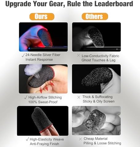 10Pcs Gaming Finger Sleeves for Mobile Phone & Tablet,Silver Ion Fiber – Ultra-Thin, Breathable Anti-Sweat Thumb Gloves. Zero Drag Precision for Game Like PUBG, COD Mobile, Roblox - Image 6