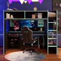 Merax Twin Size Gaming Loft Bed with Integrated Desk and Lights, Black+Blue by Merax