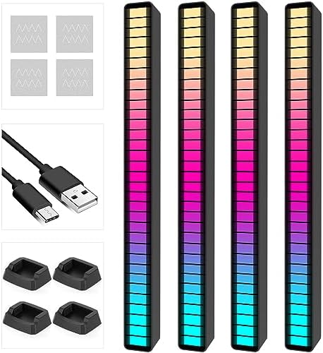 Soulpunk RGB Rechargeable Sound Control Light, Voice-Activated Pickup Music Rhythm Lights, Ambient Light, for Car, Gaming Room Decorations（4Pack） by SoulPunk