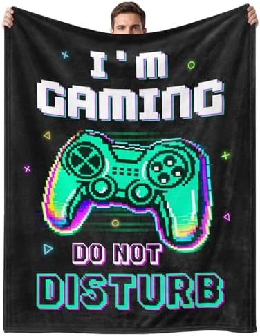 Gamer Gifts for Men Boys Girls, Do Not Disturb I’m Gaming Flannel Soft Blanket, Gaming Equipment Accessories Stuff for Teen Boys Gift - 50" x 60" by Glydein