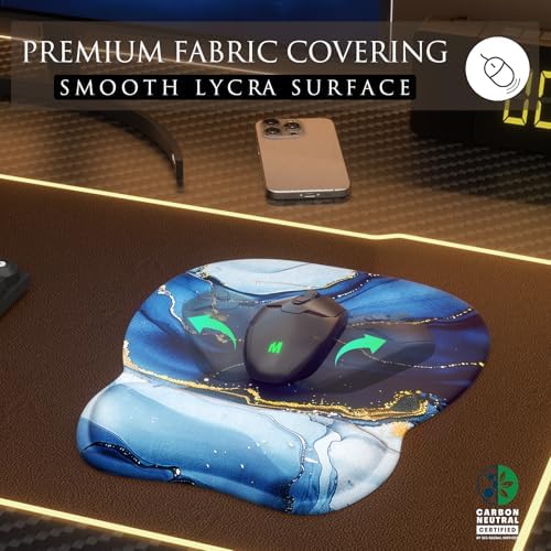 MROCO Ergonomic Mouse Pad with Gel Wrist Rest, 9.4 x 8.1 in, Blue Marble - Image 2