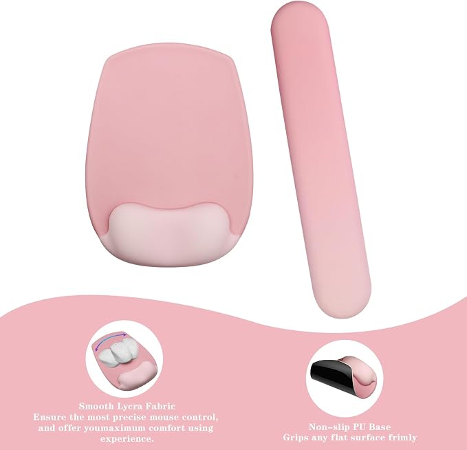 Wrist Rest for Keyboard and Mouse, Ergonomic Gel Computer Keyboard Wrist Rest with Memory Foam, Keyboard Wrist Support Pad for Long Hours of Work, Gaming, Studying-Relieve Wrist Pain (GD-Pink) - Image 4