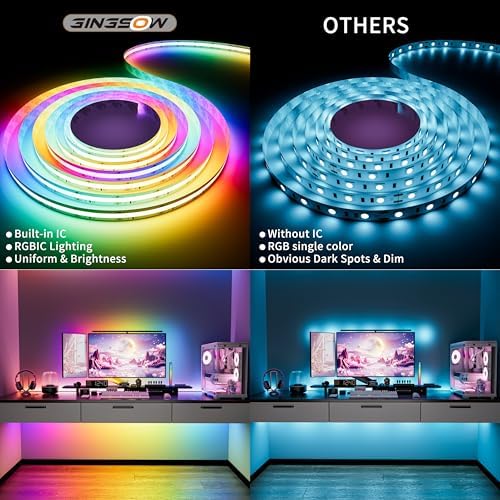 RGB Smart IC COB LED Strip Light 18ft Addressable Chasing Color 12V LED Light Strip Multicolored Flexible RGB Lights Kit with Music Mode for Party, Decoration, Home DIY Lighting Projects - Image 2