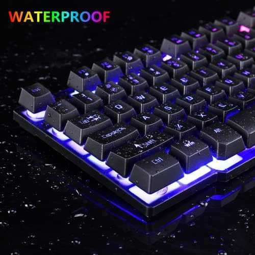 RGB Gaming Keyboard and Colorful Mouse Combo,USB Wired LED Backlight,Letter Glow,Mechanical Feeling for Laptop PC Computer Game and Work - Image 5
