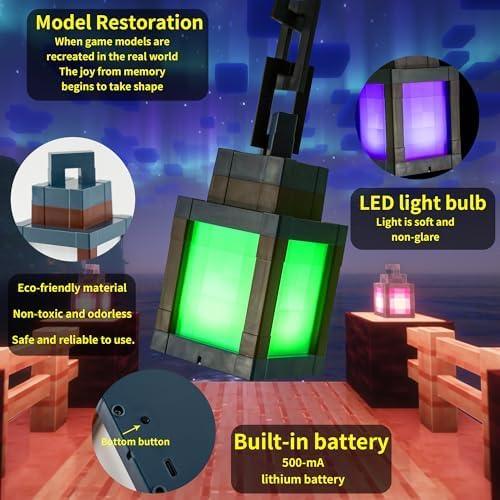 Pixel Lantern Night Light - 16 Color Changing LED Mood Light with Remote Control, Desk & Wall Mountable, Dimmable Timer for Bedroom, Nursery, Gaming Room Decor Gift 1 Pcs - Image 3