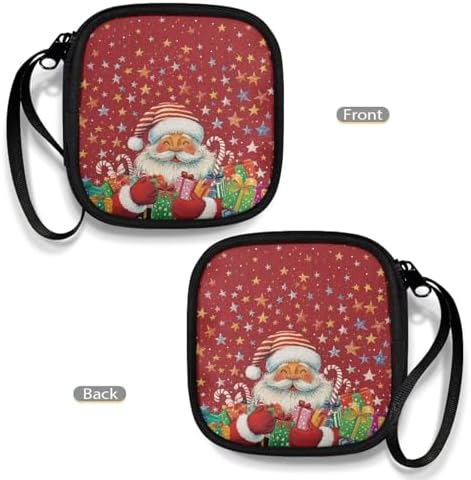 Christmas Santa Claus Portable Headphone Carrying Bag, Travel Portable Storage Bags for Bluetooth Wireless Headphones, Cords, Cable, Earbuds, Charger, USB Flash Driver, MP3 - Image 4