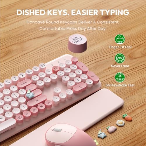 Wireless Keyboard and Mouse Combo, Typewriter Keyboard, Magnetic Wrist Rest - Image 6