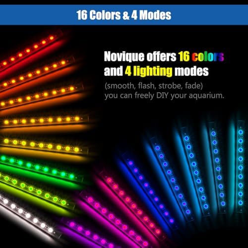 LED Aquarium Light with IP68 Waterproof and Memory Function Submersible Fish Tank Light with Remote and 16 Colors 19 Inches Brightness Adjustable Underwater Light Bar for Fish Tank Aquarium - Image 2