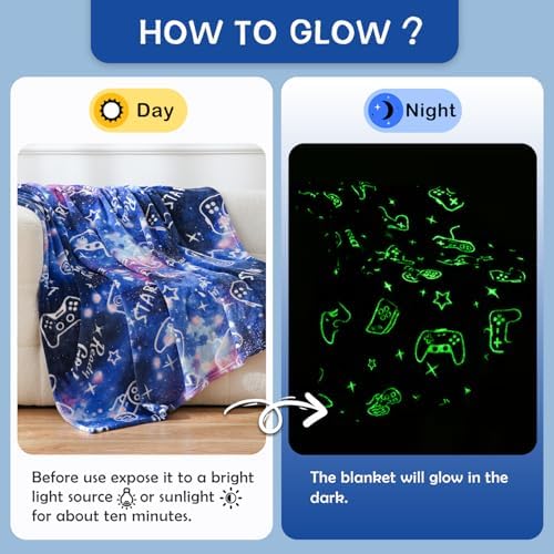 SOCHOW Glow in The Dark Gaming Blanket for Gamers, Blue 50 x 60 Inches - Image 2