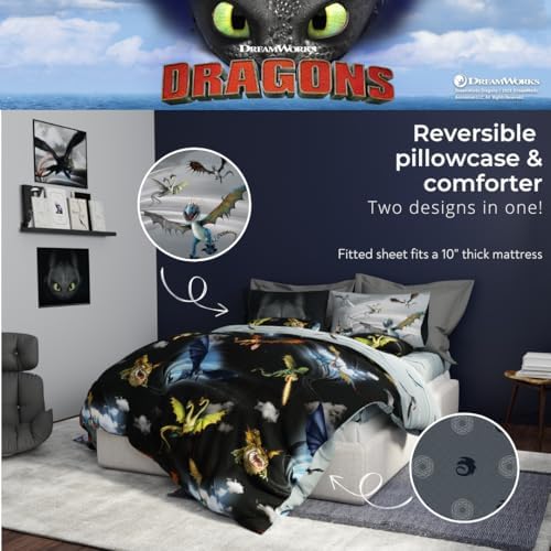 How to Train Your Dragon Kids Bedding Super Soft & Cozy Reversible Microfiber Comforter and Sheet Set with Sham, 7 Piece Full Size, (Officially Licensed Product) By Franco - Image 5