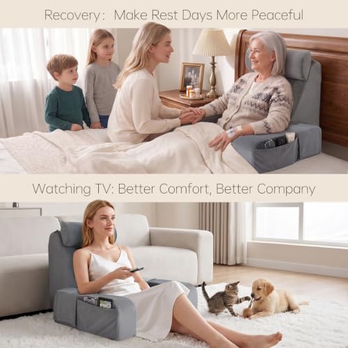ENITYA 19" Reading Pillow for Bed with Firm Back Support & Big Pockets - Image 5