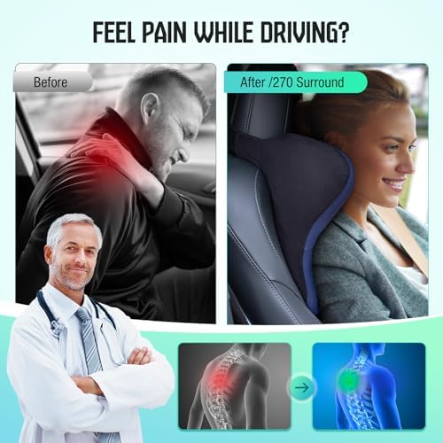 Car Neck Pillow for Driving Seat, Soft Memory Foam Headrest Pillow with Adjustable Strap and Removable Cover, Ergonomic Neck Support for Car, Office Chair, Gaming Chair – Yellow - Image 5