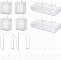 FZK 28-Packs Peg Board Organizer Accessories Kit, Transparent | Includes ABS bins, shelves, book racks, and pegboard hooks, fits standard pegboards, ideal for home, office and craft room by FZK