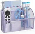 YINGHUA 3 Compartment Magnetic Metal Mesh Pen Holder, Purple Desk Caddy by YINGHUA
